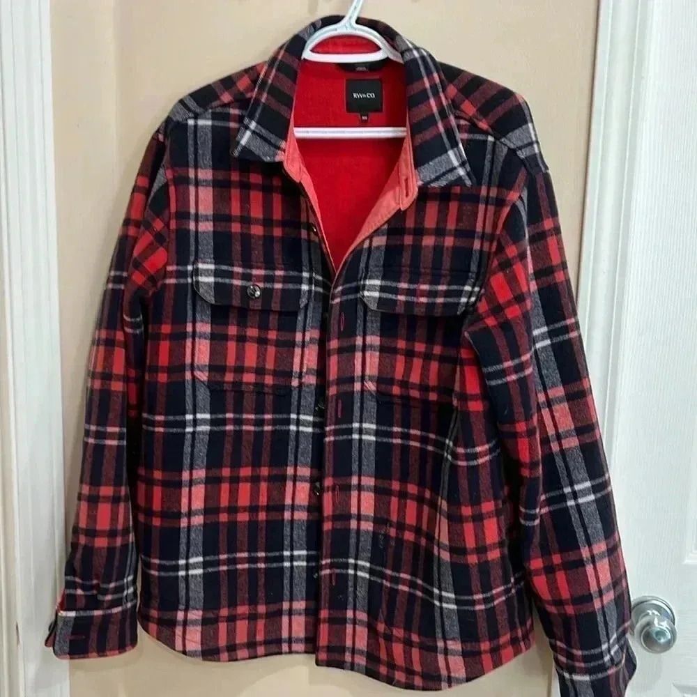 (15) RW & CO red  plaid shacket